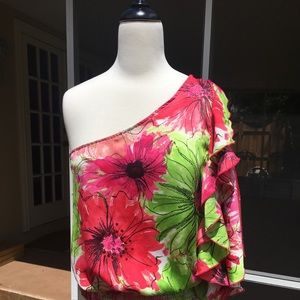 La Isla Bonita One Shoulder Fiesta Top L NWOT
